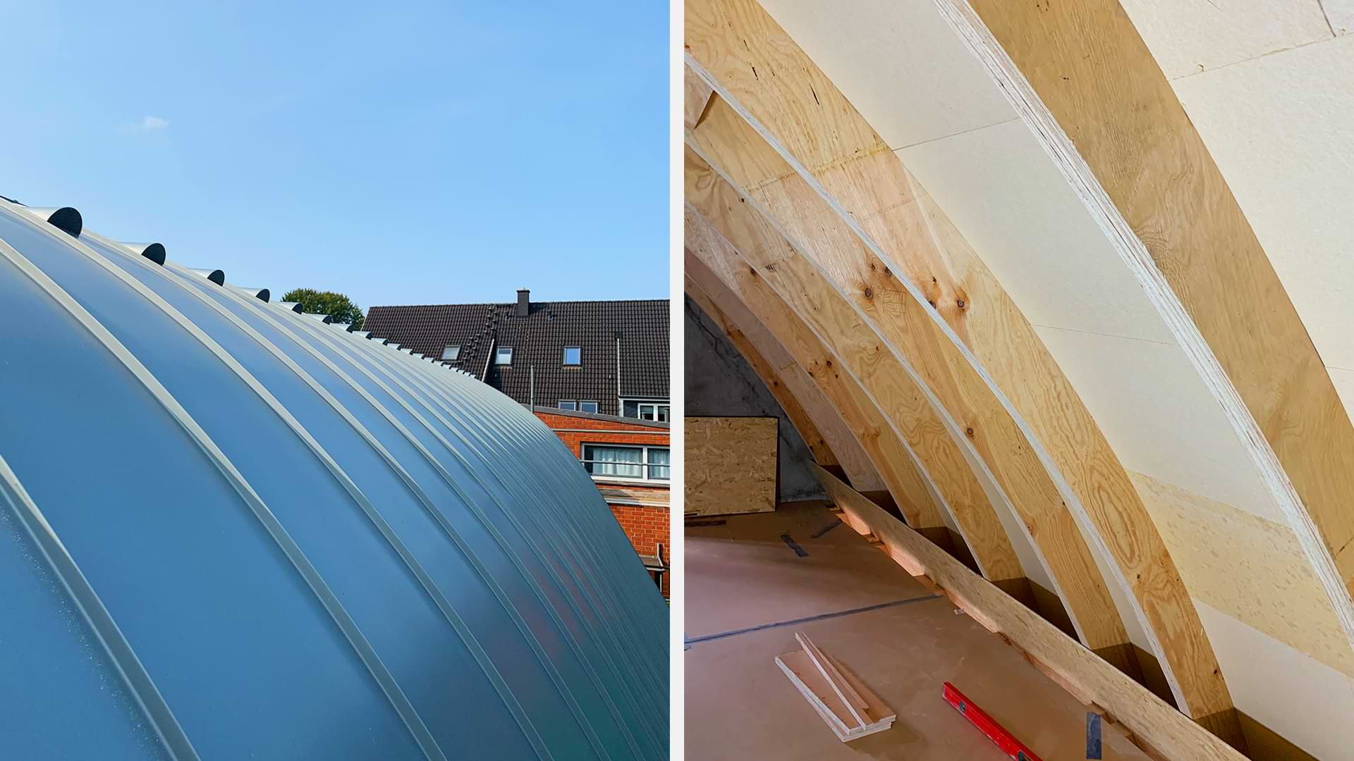 Neubau in Holzrahmenbauweise mit gebogenem Titanzinkdach – Projekt Hummelsbüttel